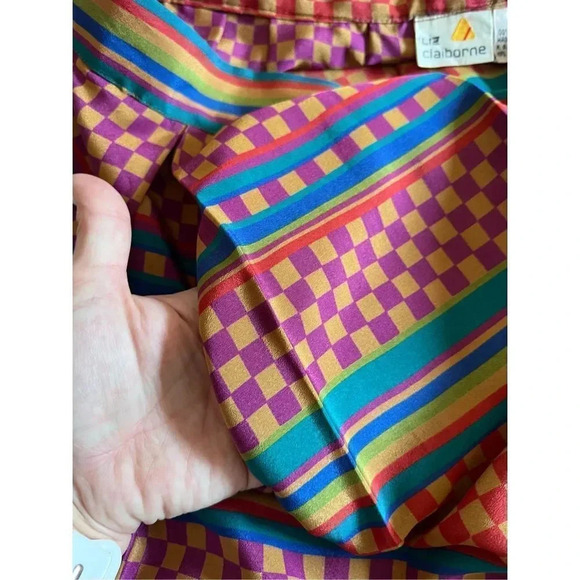 vintage Liz Claiborne red Art Deco fit and flair midi skirt size S-M - Picture 9 of 10